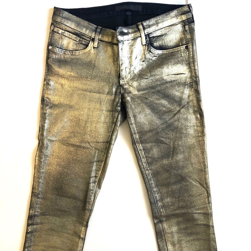 Juicy Jean Couture Gold Skinny Metallic Denim Jeans size 27